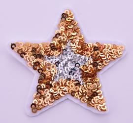 Záplata hviezda strieborno-zlatá s flitrami 65 mm