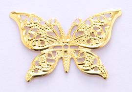 Aplikácia motýľ - kov, farba zlatá 40x28 mm