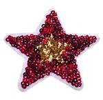 Záplata hviezda červeno-zlatá s flitrami 65 mm