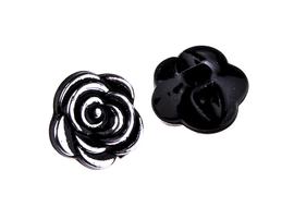 Gombík 12,5 mm čierno-strieborná ruža