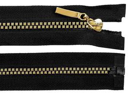 Zips kostený čierno-zlatý 5mm/50cm