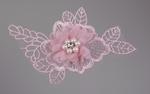 Aplikácia kvet ružový s perlami 90x130mm