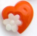 Gombík 14 mm srdce s kvetinou